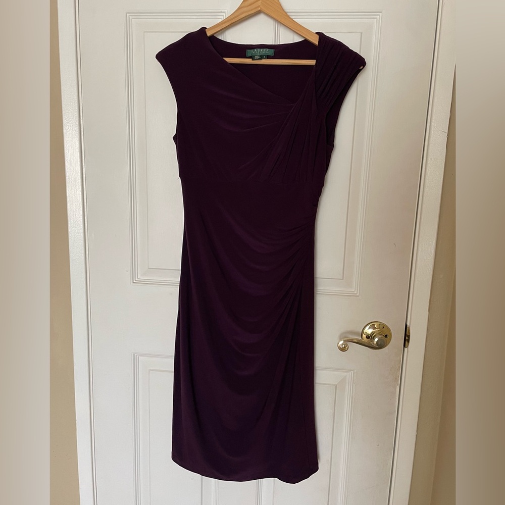 Ralph Lauren Elegant with a symmetric neck line  Purple Dress